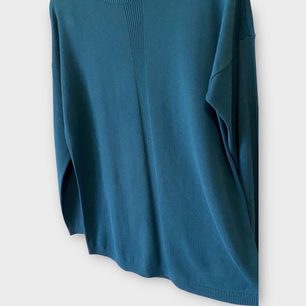 Lands’ End Mens Crewneck Sweater Medium Teal Blue Green Cotton Modal Lightweight - Picture 8 of 12
